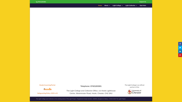 Screenshot of the The Light Project website