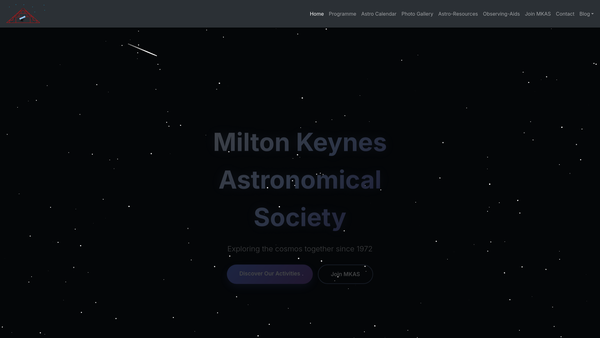 Screenshot of the Milton Keynes Astronomical Society website