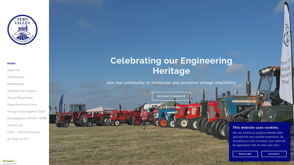 Screenshot of the Tern Valley Vintage Machinery Trust Limited website
