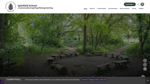 Screenshot of the Spinfield School Fund website