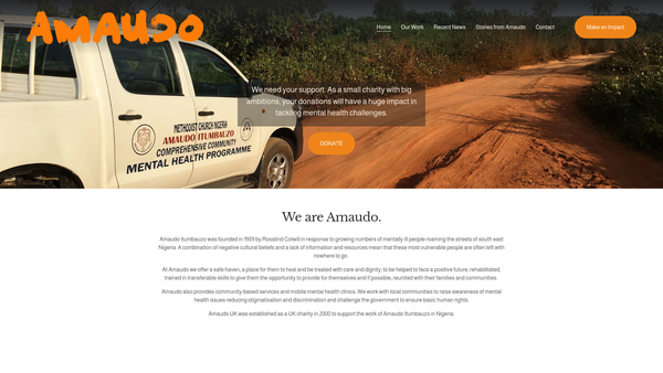 Screenshot of the Amaudo UK website