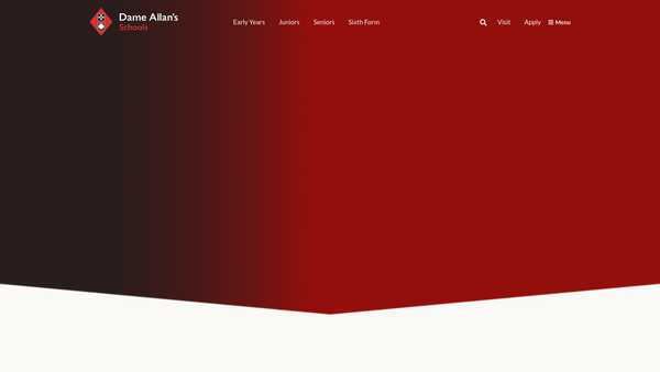 Screenshot of the Dame Allan's Schools website