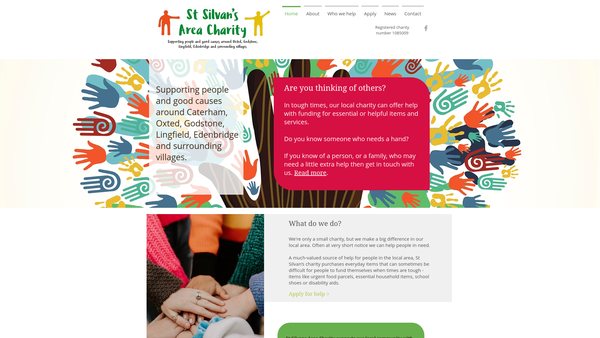 Screenshot of the St. Silvan's Area Charity website