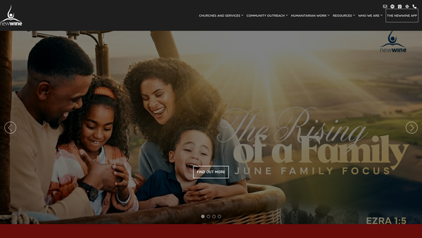 Screenshot of the New Wine International website