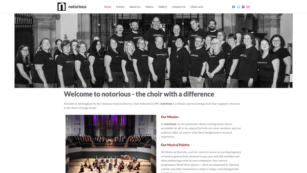 Screenshot of the Notorious website