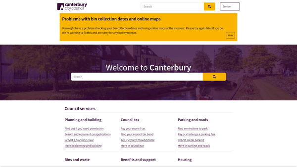 Screenshot of the King George's Field Canterbury website