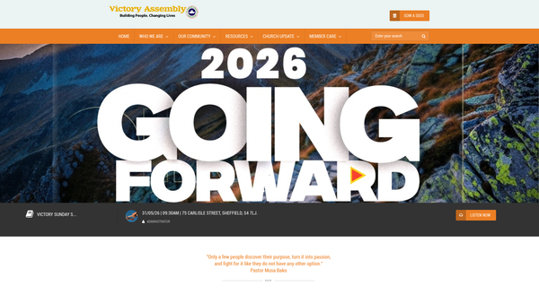 Screenshot of the Redeemed Christian Church Of God ("Rccg") Victory Assembly website