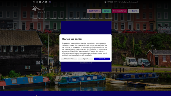Screenshot of the Bristol Mind website