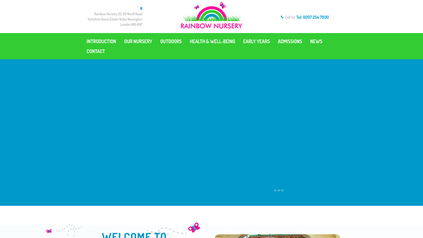 Screenshot of the Rainbow Community Nursery website