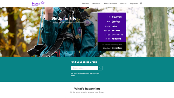 Screenshot of the North Leeds District Scout Council website
