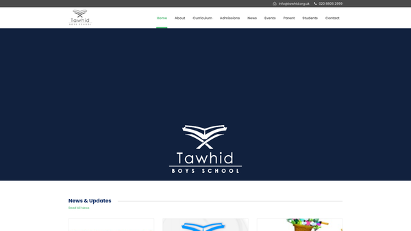 Screenshot of the Tawhid Educational Trust website