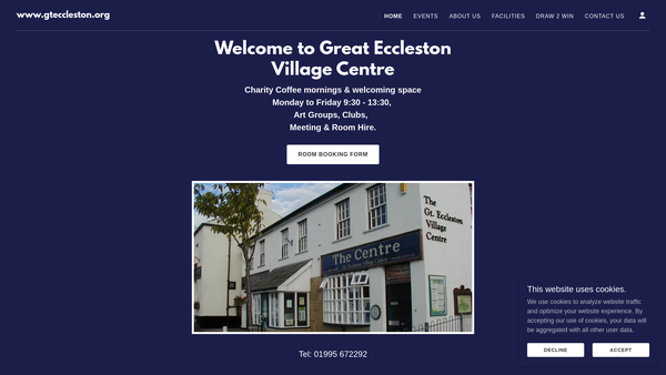 Screenshot of the Great Eccleston Village Centre Limited website