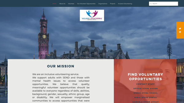 Screenshot of the Volunteering Bradford website