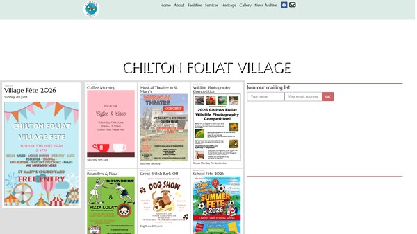 Screenshot of the Chilton Foliat Village Hall website