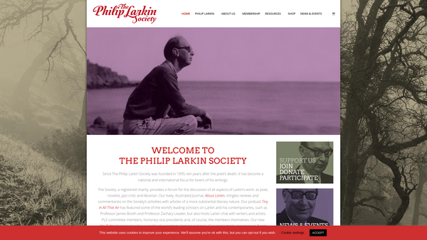 Screenshot of the The Philip Larkin Society website