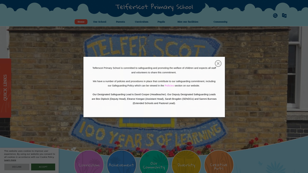 Screenshot of the Telferscot Parent Staff Association website