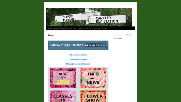 Screenshot of the Cantley Village Hall website