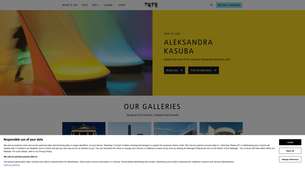 Screenshot of the Tate Foundation website