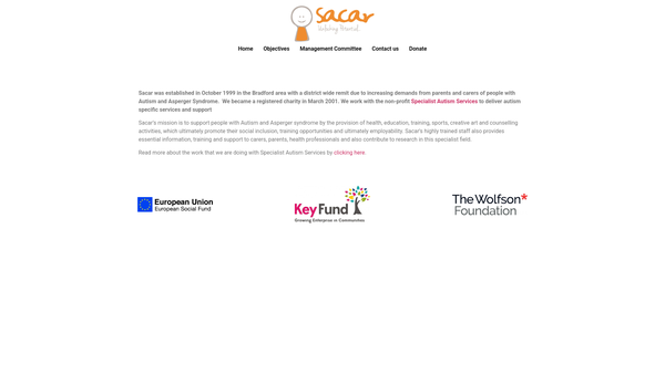 Screenshot of the Sacar website
