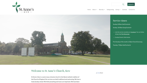 Screenshot of the The Friends Of St Anne's Church, Kew website