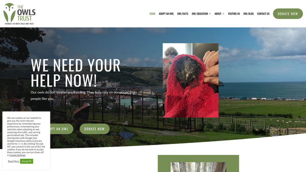 Screenshot of the The Owls Trust website