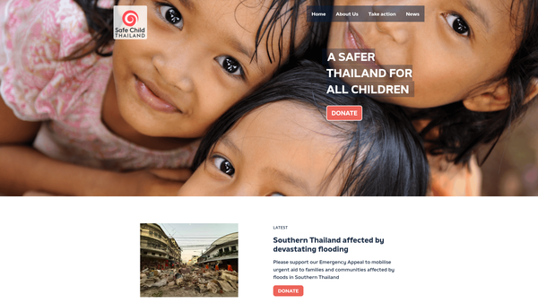 Screenshot of the Safe Child Thailand website