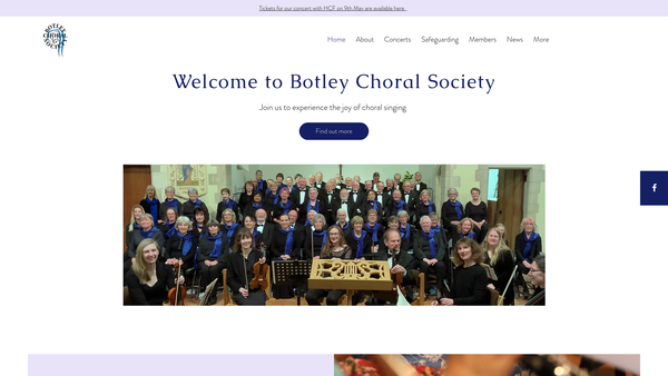 Screenshot of the Botley Choral Society website