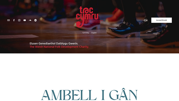 Screenshot of the Traddodiadau Cerdd Cymru/ Music Traditions Wales Ltd website