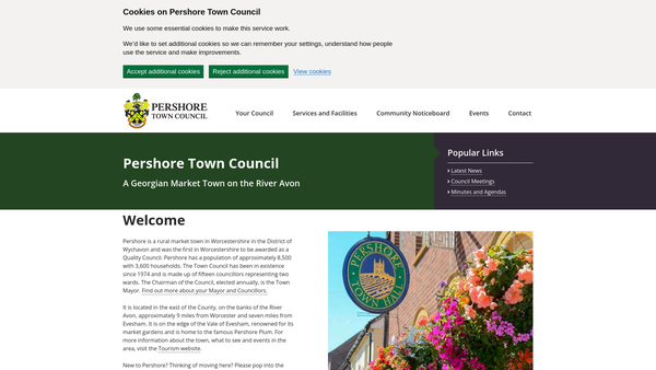 Screenshot of the King George's Field Pershore (Holy Cross) website