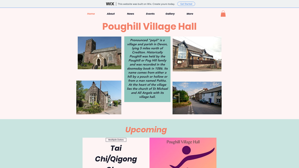 Screenshot of the The Poughill Village Hall Trust (Devon) website