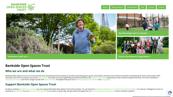 Screenshot of the Bankside Open Spaces Trust website