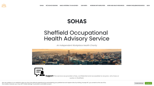 Screenshot of the Sheffield Occupational Health Advisory Service website
