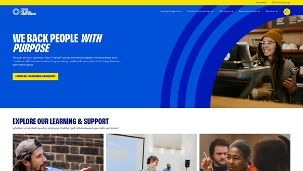 Screenshot of the School For Social Entrepreneurs website