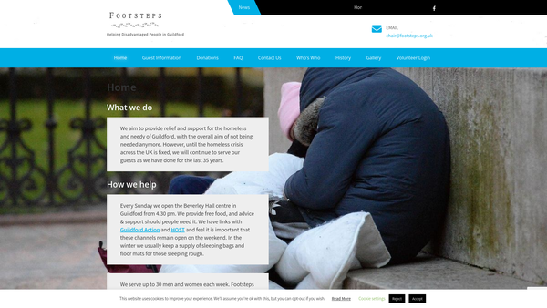 Screenshot of the Footsteps website