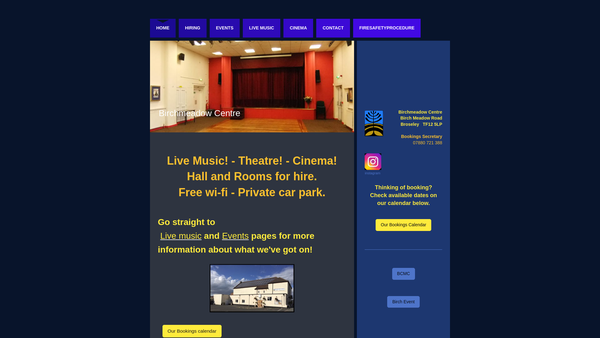 Screenshot of the Birchmeadow Centre Management Committee website