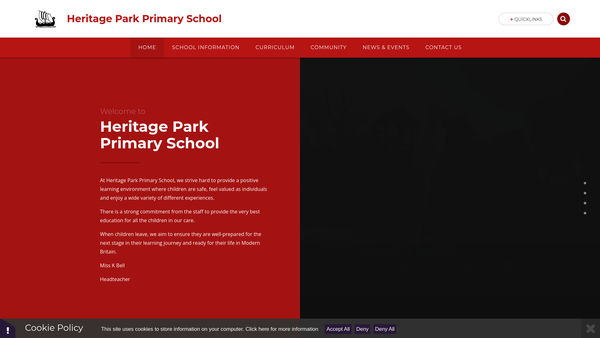 Screenshot of the Friends Of Heritage Park Primary School website