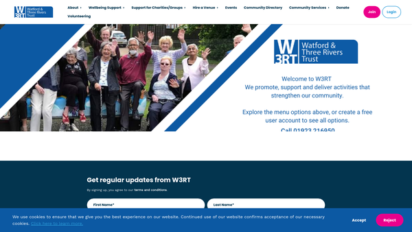 Screenshot of the Watford And Three Rivers Trust website