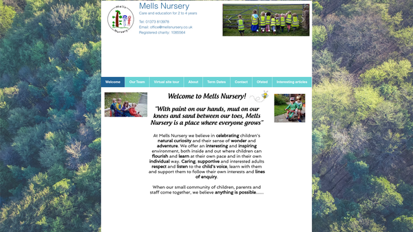 Screenshot of the Mells Nursery website