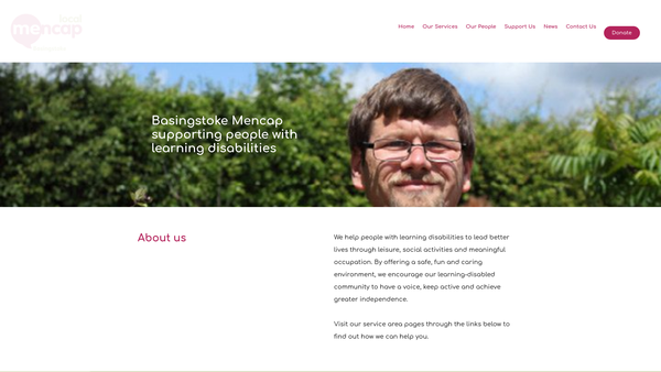 Screenshot of the Basingstoke Mencap Services website