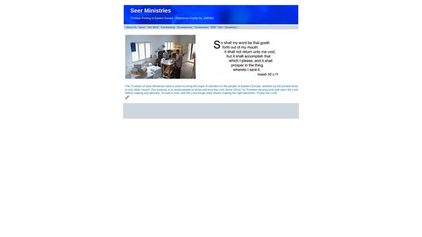 Screenshot of the Seer Ministries (Scriptures For Eastern Europe And Romania) website