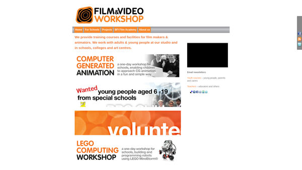 Screenshot of the The Film And Video Workshop website