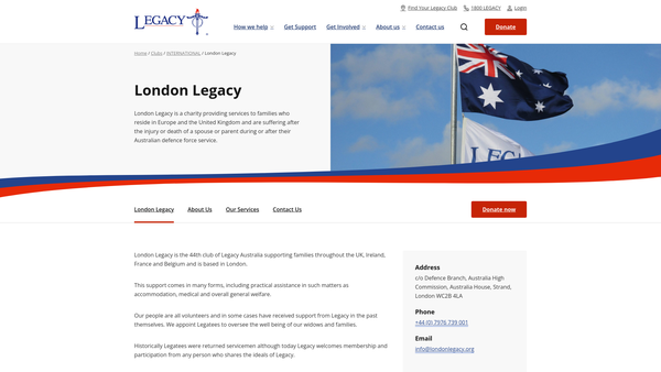 Screenshot of the London Legacy website