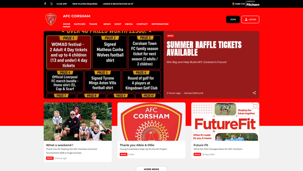 Screenshot of the A.F.C. Corsham website