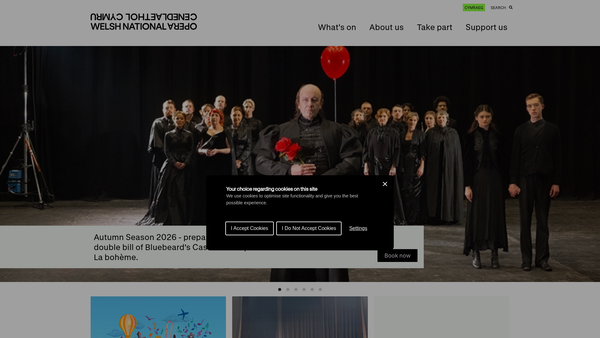 Screenshot of the Welsh National Opera Benevolent Trust website