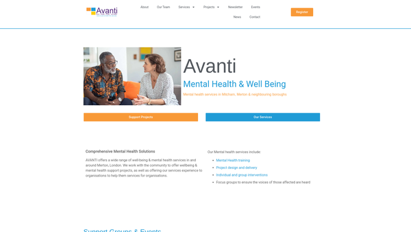 Screenshot of the Carers Support Merton website
