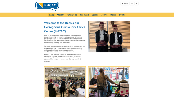 Screenshot of the Bosnia & Herzegovina Community Advice Centre website