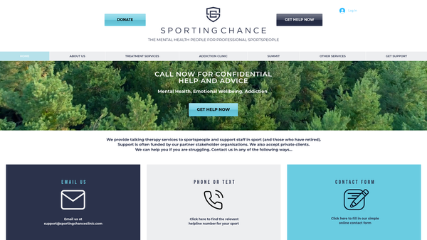 Screenshot of the The Sporting Chance Clinic website