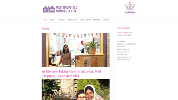 Screenshot of the West Hampstead Women's Centre website