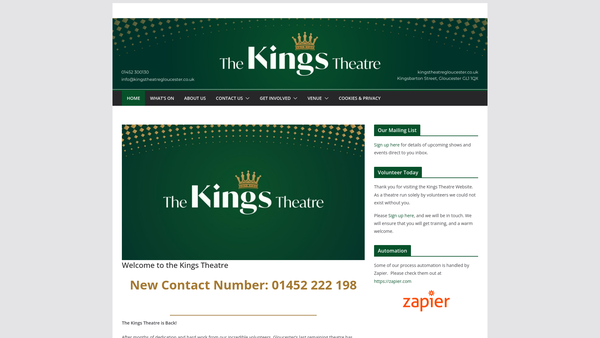 Screenshot of the Kingsbarton Theatre 1999 Limited website