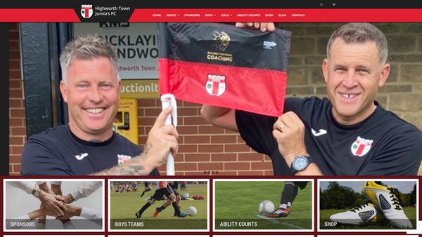 Screenshot of the Highworth Junior Football Club website